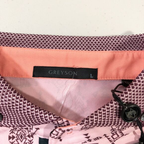 Greyson Shirt Mens Large Pink Spirit World Polo Golf Performance Stretch Aztec - Picture 4 of 7